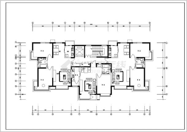 小高层户型室内装修cad平面施工设计图纸